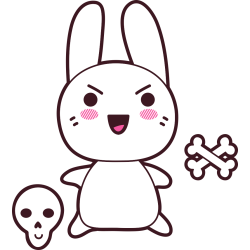 Autocollant Lapin Kawai Manga Tête De Mort 2