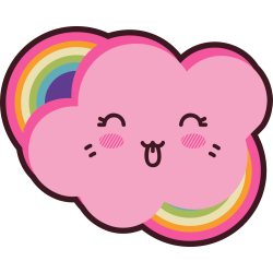 Autocollant Nuage Kawai Manga Arc En Ciel