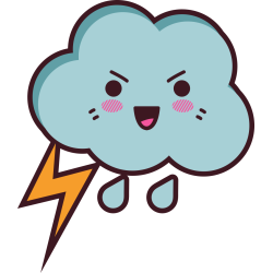 Autocollant Nuage Kawai Manga éclair