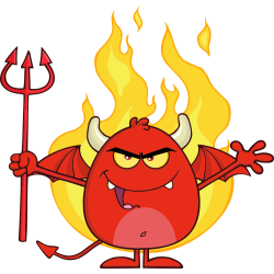 Autocollant Diable Cartoon Flamme
