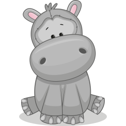 Autocollant Mignon Hipopotame