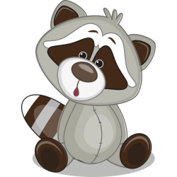 Autocollant Mignon Raton Laveur