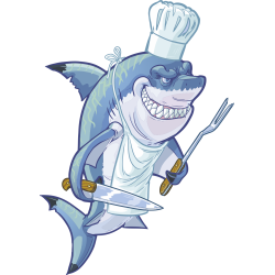 Autocollant Mascotte Requin Cuisine