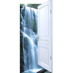 Sticker Porte Effet Ouvert Cascade Géante