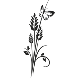 Sticker mural plante papillon