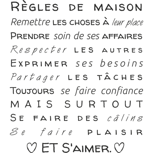 Sticker mural - Règles de la maison