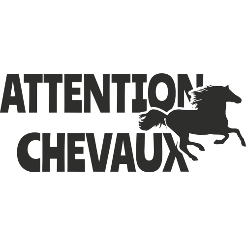 Sticker Attention Chevaux 3 ref.12276 Autocollants Stickers