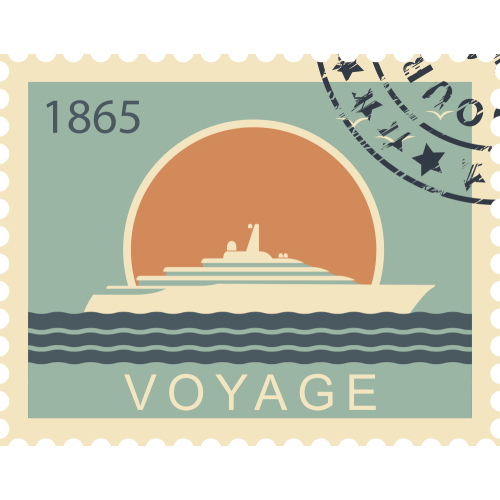 Autocollant Timbre Vintage Voyage - ref.d10321