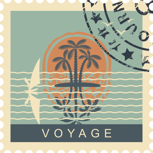 Autocollant Timbre Vintage Voyage 2 - ref.d10323