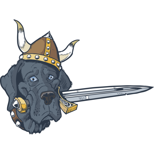 Autocollant Mascotte Dogue Allemand Viking ref.d9755
