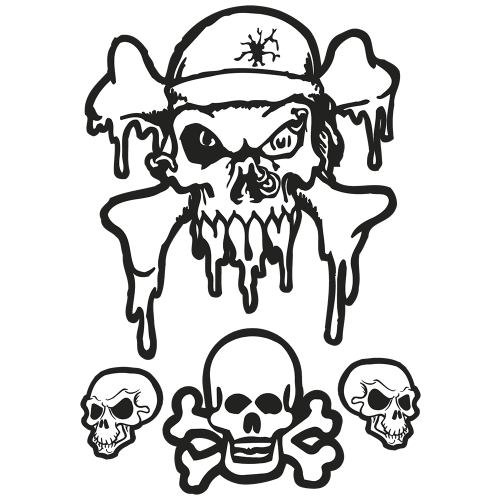 Sticker autocollant Mini Tête de mort Clown