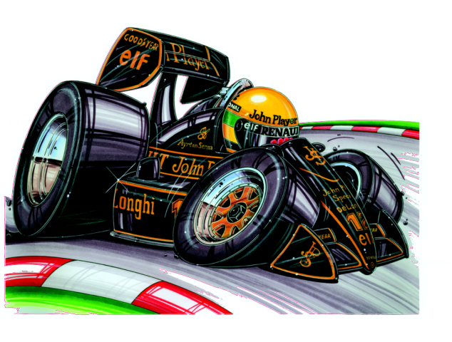 Autocollant F1_JPS_Senna - Cars-toons F1