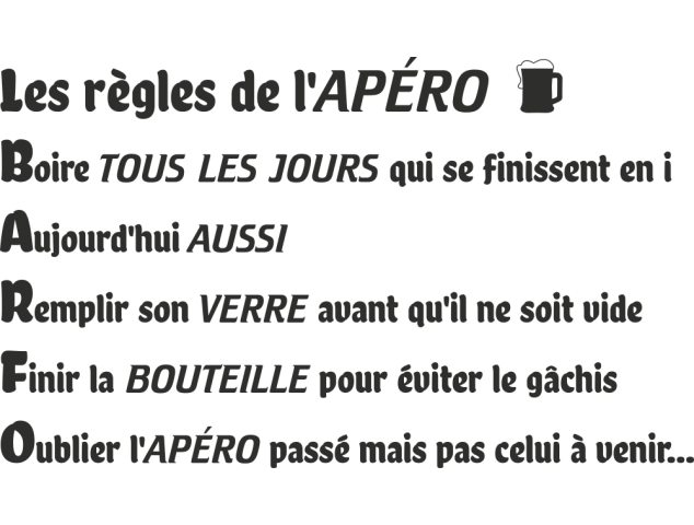 Sticker Les Règles De L'apéro - Stickers Adhesifs muraux