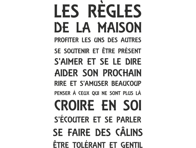 Sticker Les Règles De La Maison 2 - Stickers Adhesifs muraux