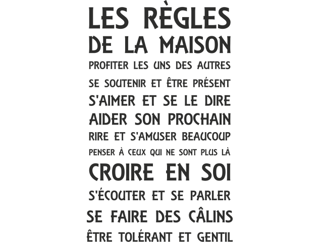 Sticker Les Règles De La Maison 2 - Stickers Adhesifs muraux