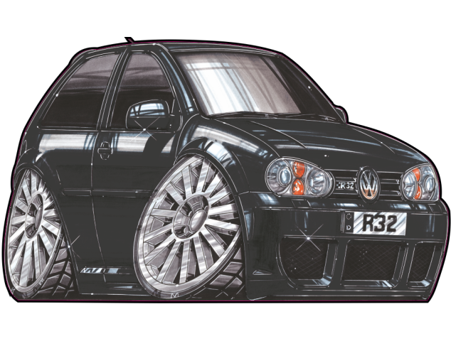 Autocollant 1898-Golf R32 Black - VolksWagen