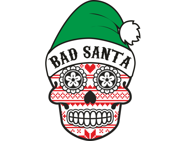 Autocollant Noël Tête de Mort Mexicaine - Autocollants têtes de mort mexicaines