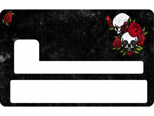 Sticker Cb Skull Rose - Skin Pour Carte Bancaire - Carte Bancaire