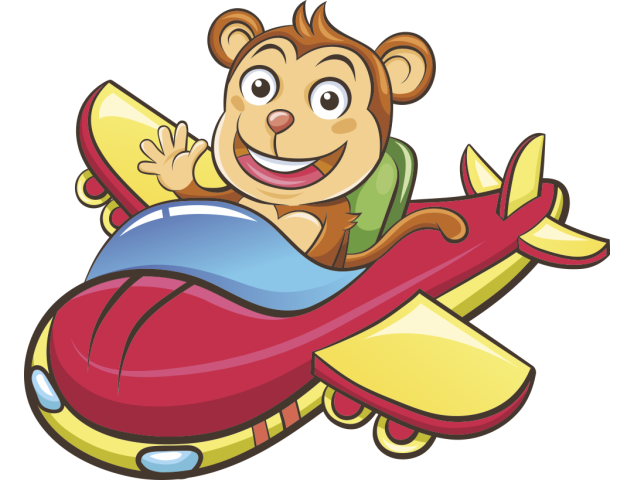 Autocollant Enfant Singe En Avion - Stickers Enfants