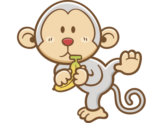 Autocollant Enfant Singe Banane - Stickers Enfants