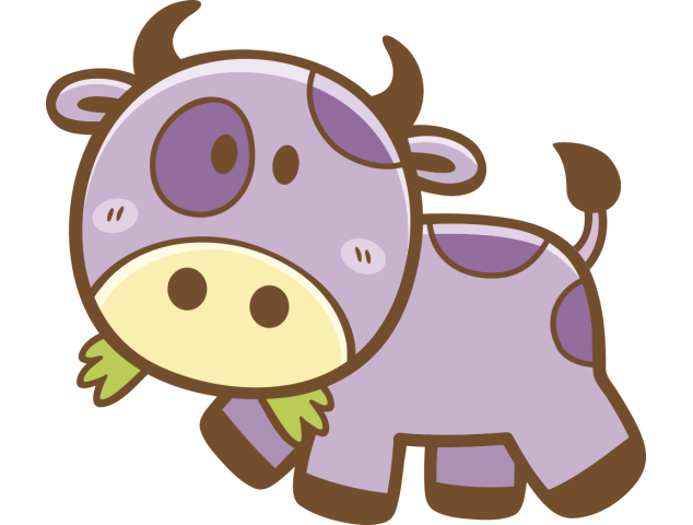 Autocollant Enfant Vache Herbe - Stickers Enfants