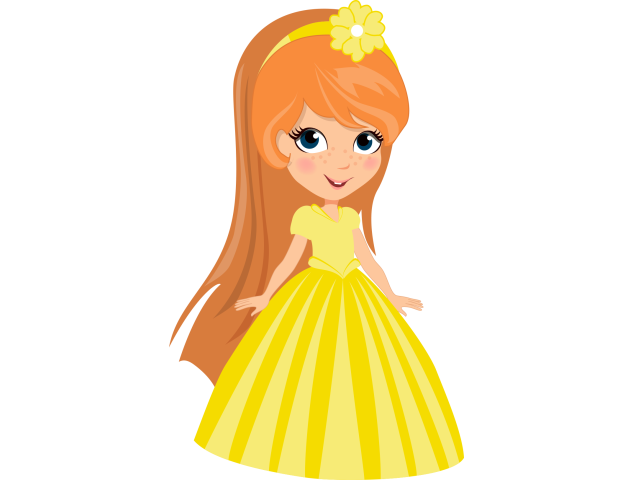 Autocollant Princesse Robe Jaune - Stickers Enfants