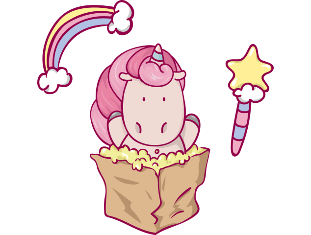 Autocollant Licorne Pop Corn - Stickers Enfants