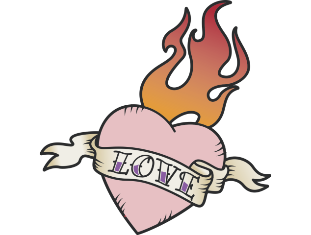 Autocollant Vintage Love Flamme - Autocollants