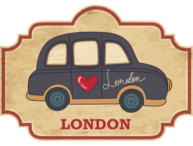 Autocollant Londres Timbre Vintage 6 - Autocollants Couleurs