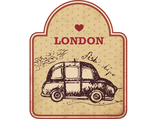 Autocollant Londres Timbre Vintage 11 - Autocollants Couleurs