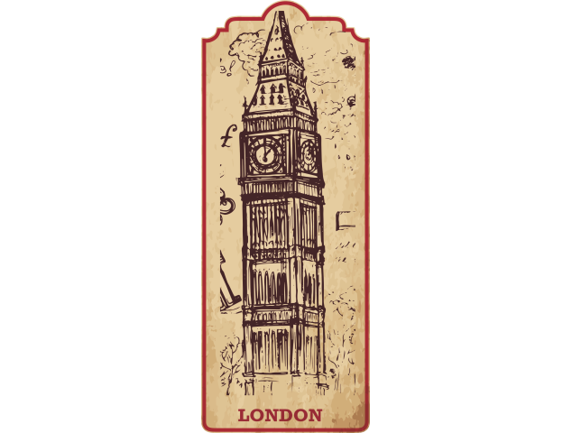 Autocollant Londres Timbre Vintage 14 - Autocollants Couleurs