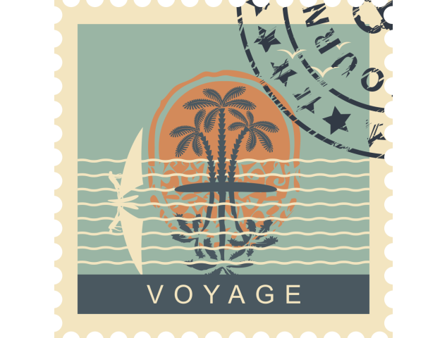 Autocollant Timbre Vintage Voyage 2 - Monuments