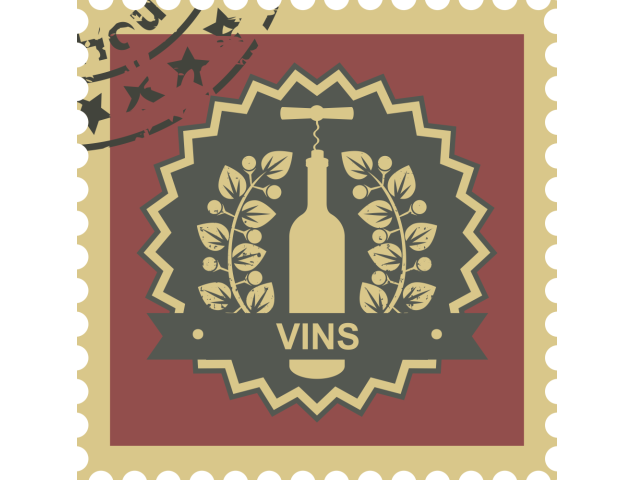 Autocollant Timbre Vintage Vins - Monuments