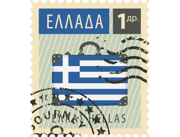Autocollant Timbre Vintage Grèce - Monuments