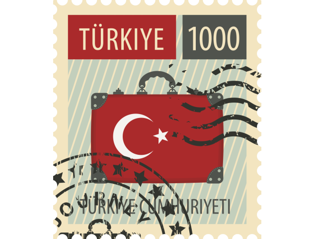 Autocollant Timbre Vintage Turquie - Monuments