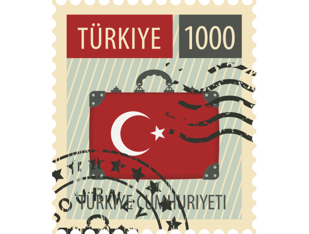 Autocollant Timbre Vintage Turquie - Monuments