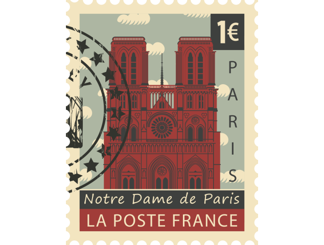 Autocollant Timbre Vintage Notre Dame - Monuments