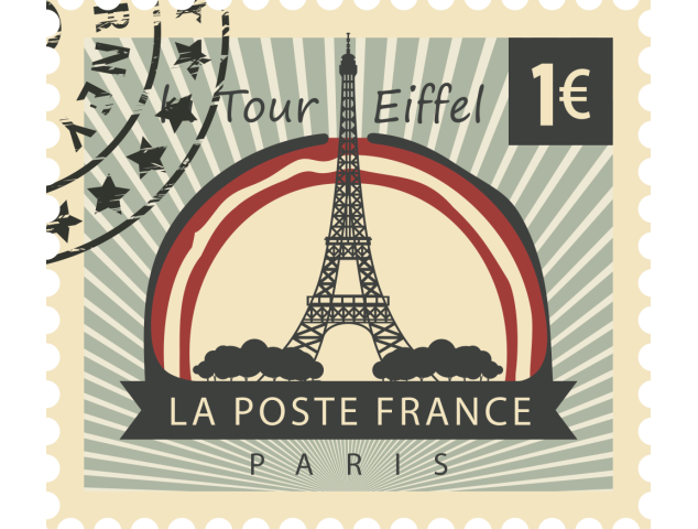 Autocollant Timbre Vintage Tour Eiffel - Monuments