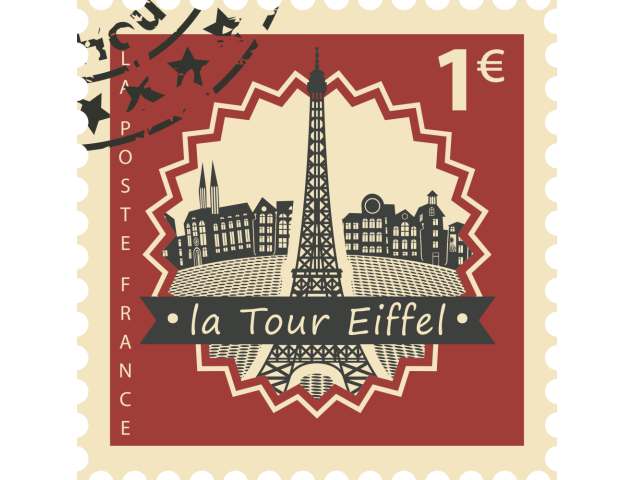 Autocollant Timbre Vintage Tour Eiffel 2 - Monuments
