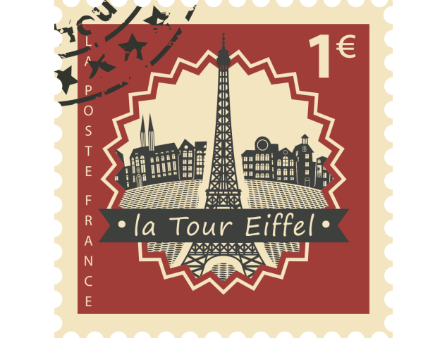 Autocollant Timbre Vintage Tour Eiffel 2 - Monuments