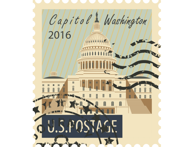 Autocollant Timbre Vintage Capitol Washington - Monuments