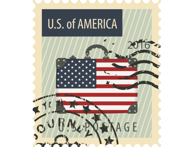 Autocollant Timbre Vintage Usa - Monuments