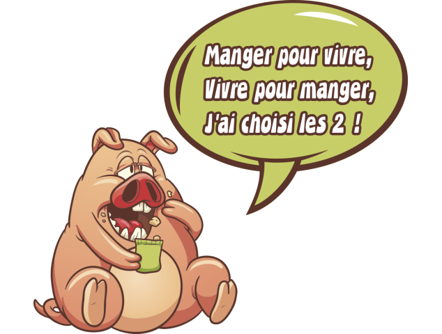 Autocollant Cochon Manger Pour Vivre - Autocollants