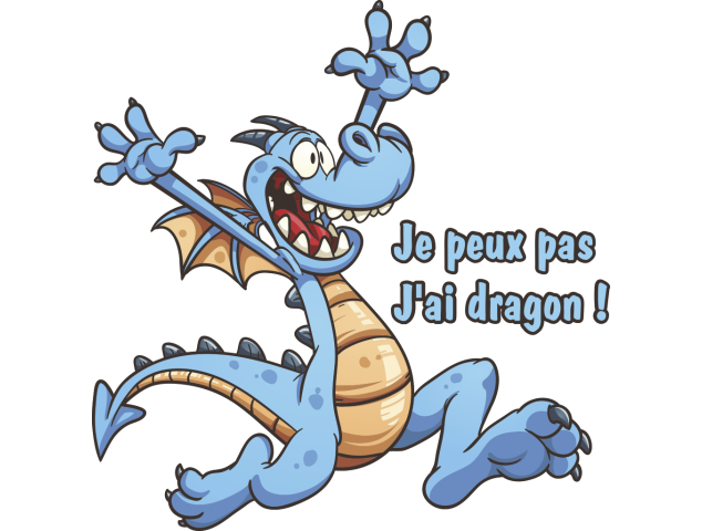 Autocollant Je Peux Pas J'ai Dragon - Autocollants