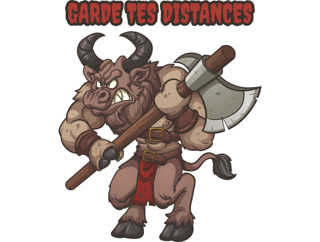 Autocollant Minotaure Garde Tes Distances - Autocollants