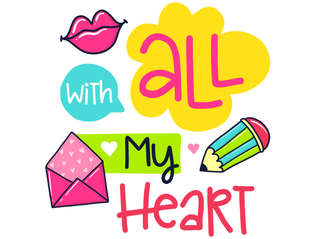 Autocollant With All My Heart - Autocollants Couleurs