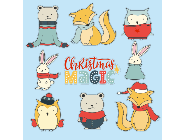 Autocollant Kit De Noël Animaux 1 - Noël