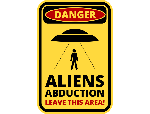 Autocollant Panneau Danger Alien Enlèvement - Signalétique