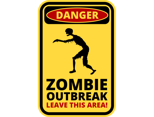Autocollant Panneau Danger Zombie - Signalétique