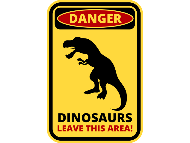 Autocollant Panneau Danger Dinosaure - Signalétique